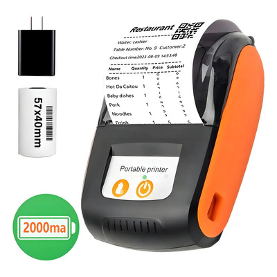 Easytime Impresora Térmica Portátil Bluetooth 58mm para Tickets y Recibos - Compatible con iOS, Android, Windows (USB y Bluetooth) - Color Naranja | Envío gratis