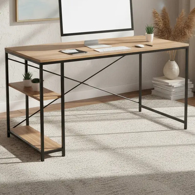Escritorio Minimalista Moderno Conlibrero Ejecutivo-melamina Marrón