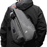 Mochila Bolso Sling Bandolera Impermeable Cruzada Gris