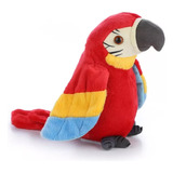 Rojo Musical De Peluche De Peluche Loro Hablando Pájaro Pree