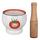 Molcajete De Porcelana Con Estampado De Tomate
