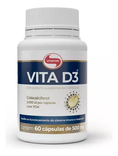 Vita D (vitamina D3) 500mg - 60 Cáps. - Vitafor