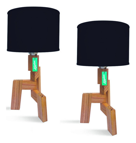 2 Lampara Velador Madera Nórdica Diseño Mesa Luz Escandinava