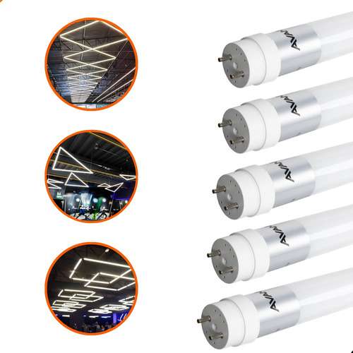 Kit 5 Lâmpadas Tubular 18w Vidro Led T8 1,20 M Branco 