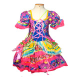 Vestido Junino Infantil Luxo Rosa Pra Festa Junina Com Bolsa