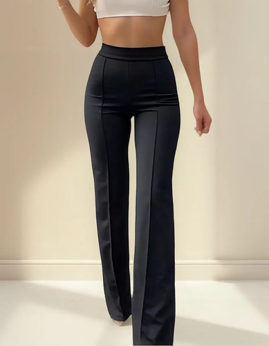 Pantalón De Vestir Mujer Suelto Formal Stretch Pierna Ancha | MercadoLibre