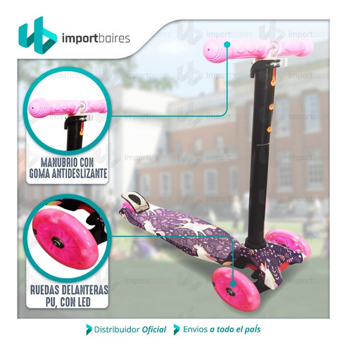 Monopatín Infantil 4 Ruedas Abec 7 Silicona Luces Led
