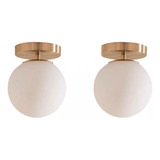 Pack X2 Aplique Bronce Globo Opal Pared Techo Apto Led