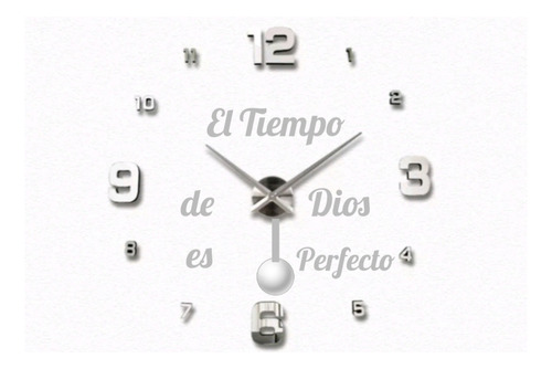 Reloj De Pared 3d 100 X 100 Cm  Grande Con Péndulo  + Frase 