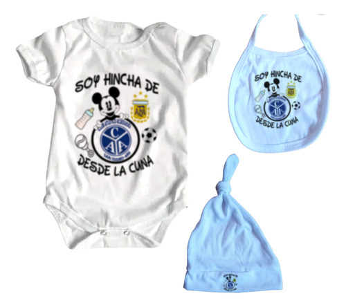 Ajuar Bebe Blanco 3 Prendas Body Futbol Todos Los Equipos