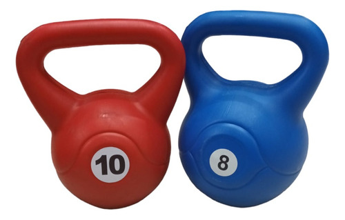 Kit Combo Pesas Rusas Kettlebel Pvc Combo 8-10kg Fitness Gym