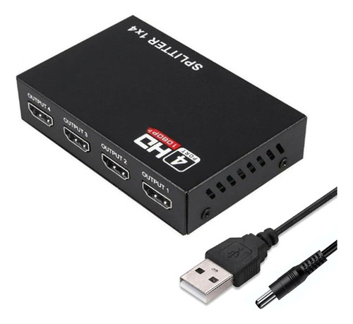 Splitter Hdmi 1x4 Activo 4 Salidas Tv Led Lcd 1080p Hd