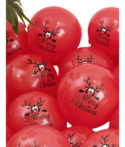 20 Globos Latex Estampado Navidad Renos Arbol De Pascua 