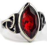 Anillo Triqueta Vida Muerte Y Reencarnación Acero Inoxi Rojo