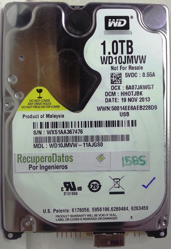 Disco Wd Wd10jmvw-11ajgs0 1000gb Usb 2.5, 2829 Recuperodatos