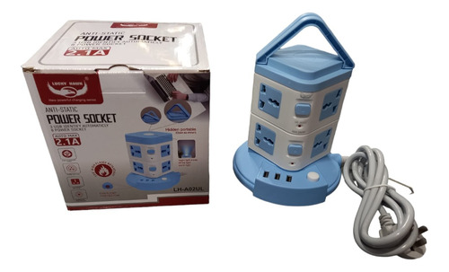 Zapatilla Torre 8 Enchufes 3 Usb Con Luz Adaptador Lite