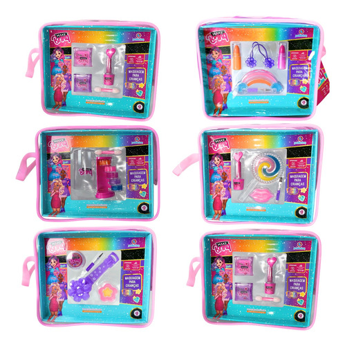 Kit 3 Maquiagens Infantil Sombras Batom Glitter Menina