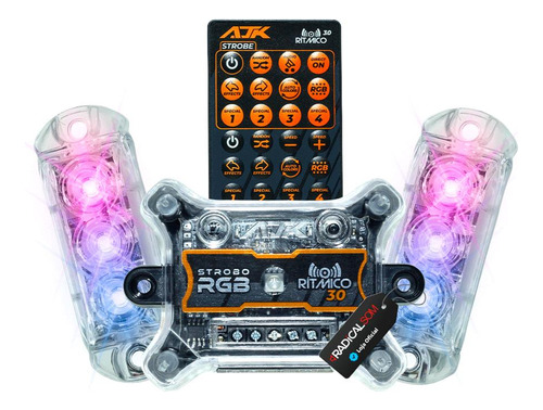 2 Strobo Automotivo Carro Ajk 2 Faróis Rgb + Controle Novo