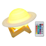Lámpara Saturno 3d 16 Colores + Atril Galactica + Control 