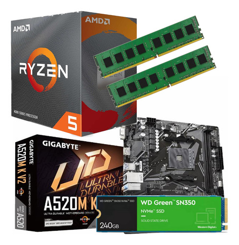 Combo Actualizacion Pc Amd 4600g + Mother + 16 Gb + Nvme 240