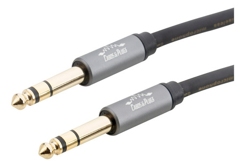 Cabo 1m P10 Stereo 6.35mm - P10 Stereo 6.35mm Balanceado Trs