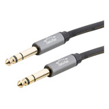 Cabo 1m P10 Stereo 6.35mm - P10 Stereo 6.35mm Balanceado Trs