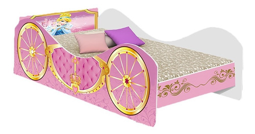 Cama Carruagem Solteiro Princesa Cinderela Rosa