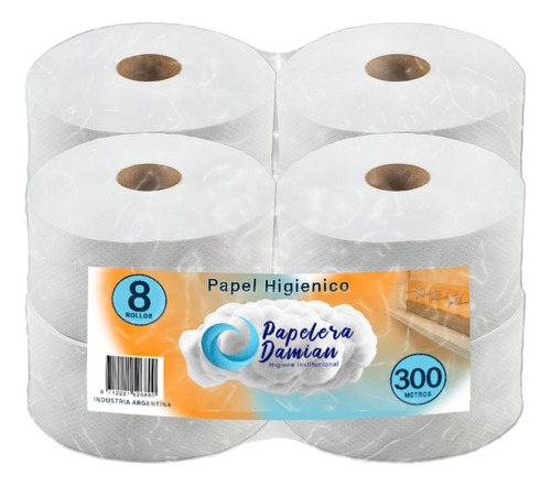 Papel Higiénico Blanco Tissue Jumbo 8 Unid. X 300 Mts