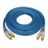 Cabo Rca 5 Metros Dupla Blindagem Cobre 5mm Blindado Azul