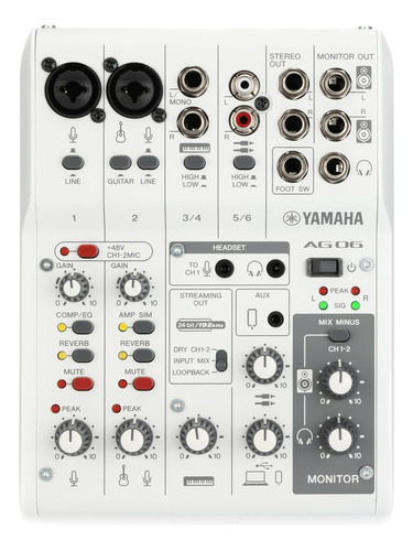 Consola E Interfaz De Audio Usb Yamaha Ag06 Mk2 White