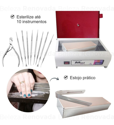 Esterilizadora De Alicates Bivolt Manicure + Estojo E Pinça Cor Vermelho 110v/220v