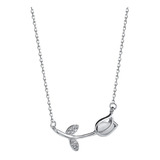 Collar Con Colgante De Tulipán De Plata 925 Para Mujer