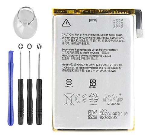 Bateria P/ Google Pixel 3 Pixel3 G013a-b Interna 2915 Mah