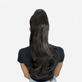 Cabelo Rabo De Cavalo Liso Repicado Bio Fibra 60cm Thalia Cor Castanho Escuro 02