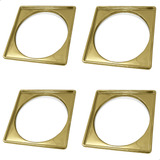 4 Caixilho Dourado Inox 15cm Porta Grelha Suporte Ralo Kit