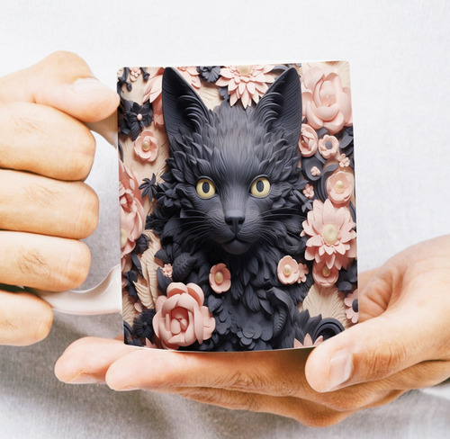 Plantillas 3d Sublimacion Tazas Gato Flores Paisajes #t123