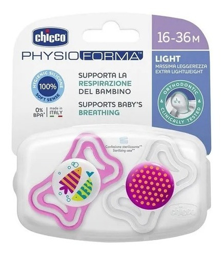 Chupete Chicco Physio Forma Light De 18 A 36 Meses X 2 Un