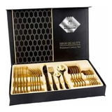 Set Cubiertos Acero Inoxidable 24 Piezas Color Oro/todokcl