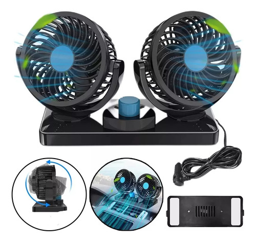 Coche De Doble Ventilador De 360 Grados Coche De Camión 12v