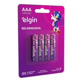 Kit 4 Pilhas Aaa 1000 Mah Recarregáveis Cilíndrica Elgin