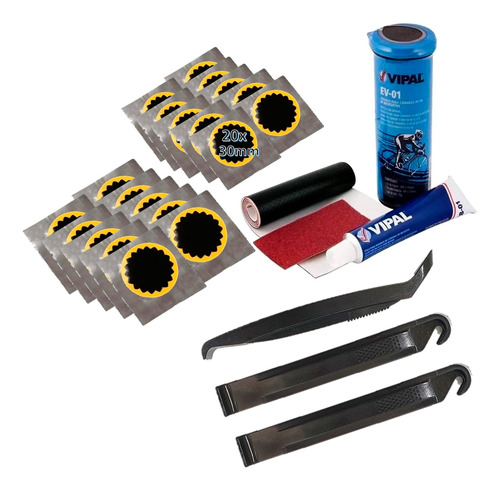 Kit Remendo Reparo Câmara Ar Bike + 20 Remendos + Espatulas