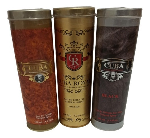 Kit 3 Perfumes Cuba Paris For Men Gold + Royal + Black 100ml