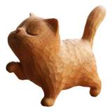 Estátua De Gato De Madeira Escultura De Gato Decoração De