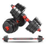 Halter Ajustável Anilha Barbell Musculação Fitness 20 Kg Cor Preto Com Vermelho