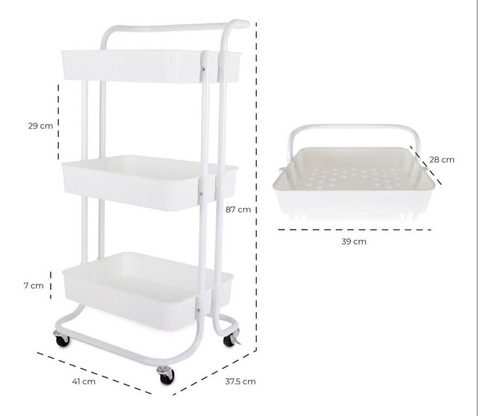 Carrito Organizador De Cocina 3 Niveles Multiusos Estetica 