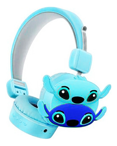 Audífonos Diadema Bluetooth Inalámbricos Stitch Mickey Mouse Color Azul Stitch