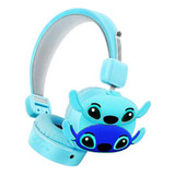 Audífonos Diadema Bluetooth Inalámbricos Stitch Mickey Mouse Color Azul Stitch