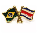 Pim Bótom Broche Bandeira Brasil X Costa Rica Folheado Ouro