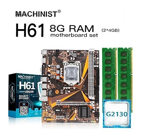 H61 Lga 1155 Placa-mãe Conjunto Kit Com Processador  G2130