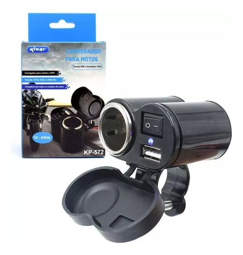 Adaptador Usb Moto Suporte Tomada 12v Carrega Gps Celular